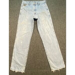 Cinch Up Jean 32x31 Mens Light Wash Denim Straight Leg Distressed Faded Workwear